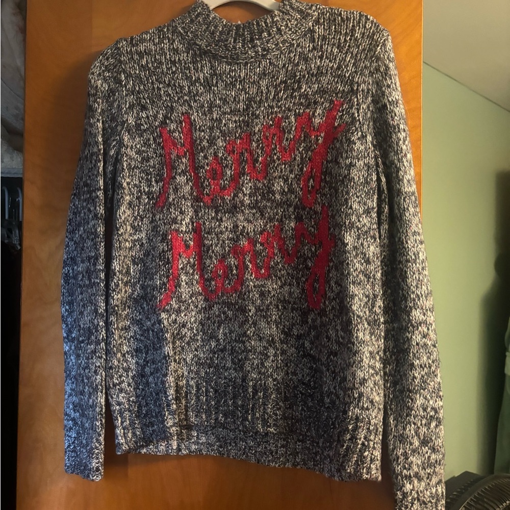 LOFT Black and Red Cowl Neck Sweater